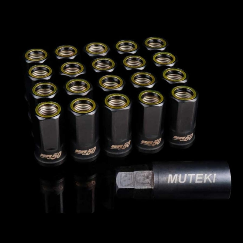 Wheel Mate Muteki HR50 Open End Lug Nuts - Black w/ Yellow Ring 14x1.50 HR5007BY HR5007BY User 1