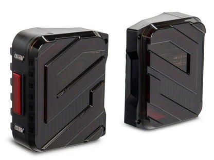 Raxiom 07-18 Jeep Wrangler JK Axial Series Trident LED Tail Lights- Blk Housing (Smoked Lens) J173718 J173718 Photo - Close Up