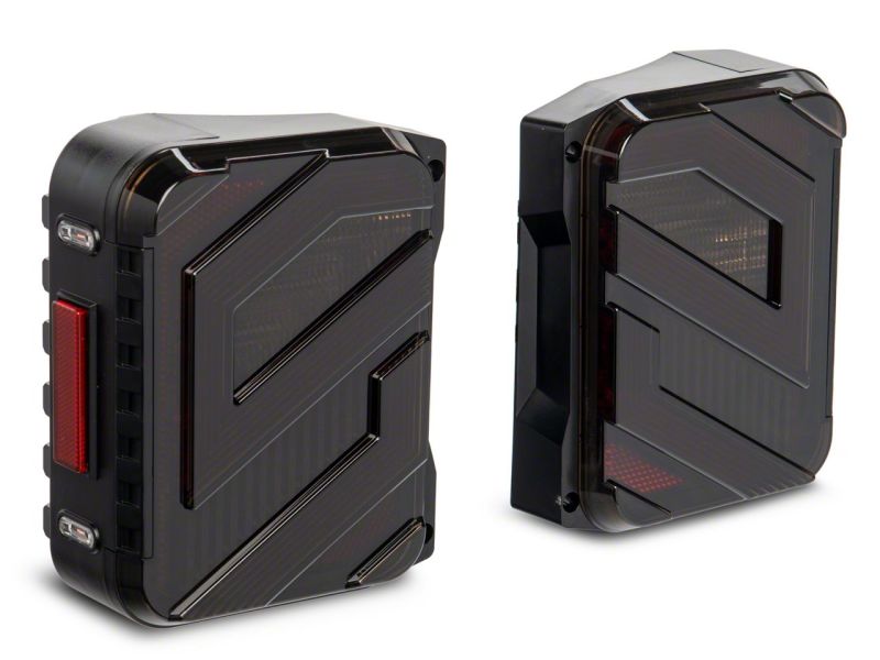 Raxiom 07-18 Jeep Wrangler JK Axial Series Trident LED Tail Lights- Blk Housing (Smoked Lens) J173718 J173718 Photo - Close Up