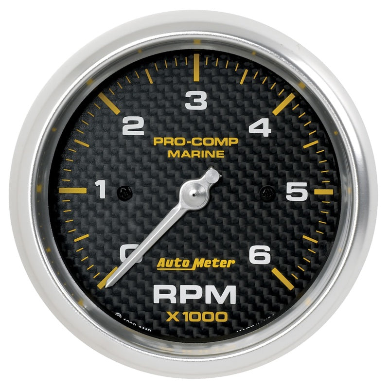 Autometer Gauge, Tachometer, 3 3/8", 6k Rpm, Marine Carbon Fiber 200752-40 Photo - Primary