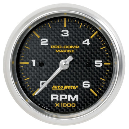 Autometer Gauge, Tachometer, 3 3/8", 6k Rpm, Marine Carbon Fiber 200752-40 Photo - Primary