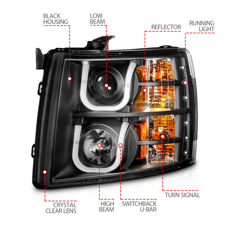 Anzo Chevy Silverado 1500 07-13 / 2500HD/3500HD Headlights W/ U-Bar Switch 111384 User 4