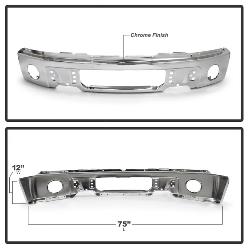 Spyder Ford F150 09-14 w/Fog Light Hole w/o Harley Model Front Bumper - Chrome (OEM 9L3Z17757B) 9948480 9948480 Photo - Unmounted