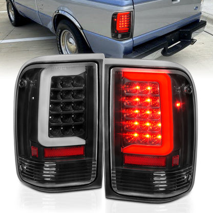 ANZO 1993-1997 Ford  Ranger LED Tail Lights w/ Light Bar Black Housing Clear Lens 311359 311359 Photo - Primary