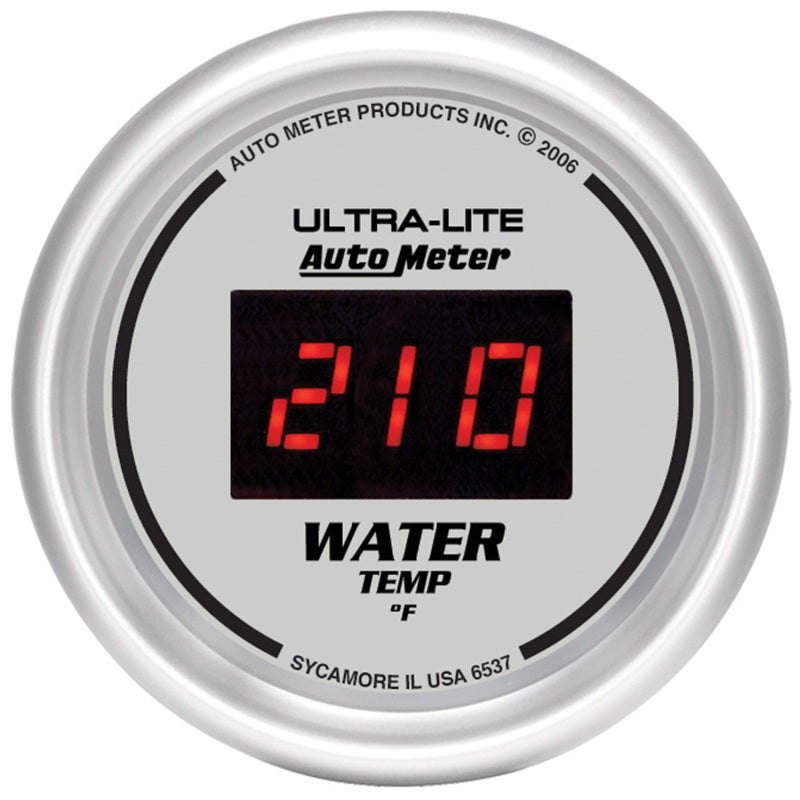 Autometer Gauge, Water Temp, 2 1/16", 340 Deg F, Digital, Silver Dial W/ Red Led 6537 Photo - Primary