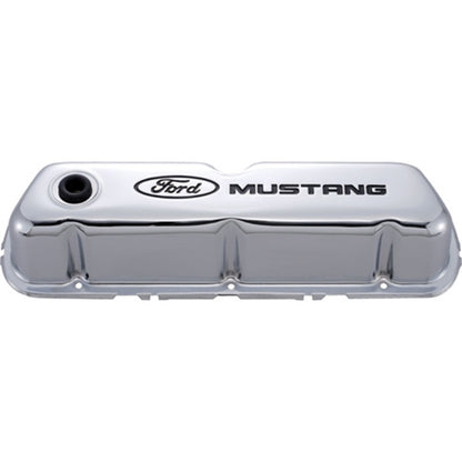 Ford Chrome Steel Valve Cover Set w/Mustang Logo FRD302-100 302-100 Photo - Primary