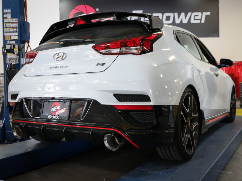 aFe Takeda Exhaust Axle-Back 19-20 Hyundai Veloster N 304SS Polished Dual Tips Exhaust 49-37009-P 49-37009-P Photo - Mounted