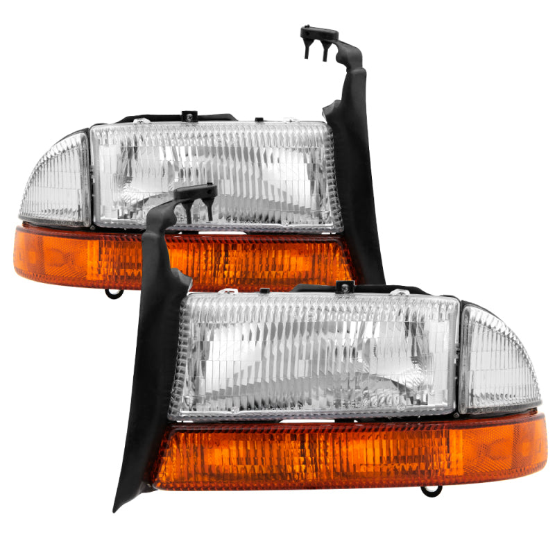 SPYDER xTune Dodge Dakota 97-04 OEM Style Headlights w/ Amber Bumper Lights - Chrome HD-JH-DDAK97-AM-SET 9036750 9036750 Photo - Primary