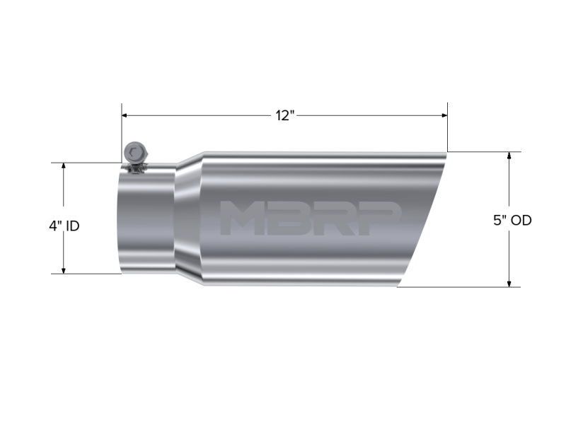 MBRP Universal Tip 5 O.D. Angled Single Walled 4 inlet 12 length T5052 Photo - Close Up