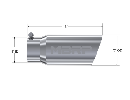 MBRP Universal Tip 5 O.D. Angled Single Walled 4 inlet 12 length T5052 Photo - Close Up