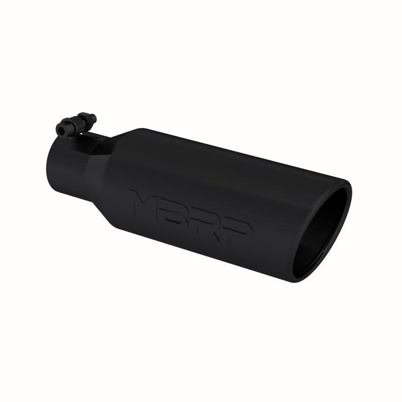 MBRP Universal Tip 4in O.D. Angled Rolled End 2.5in inlet 12in length Black T5150BLK Photo - Primary