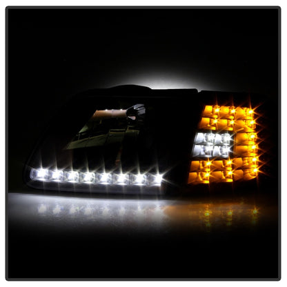 SPYDER Xtune Ford F150 97-03 Crystal Headlights w/ Clear LED Corners Black HD-ON-FF15097-LED-SET-BK 5014184 5014184 Photo - Unmounted