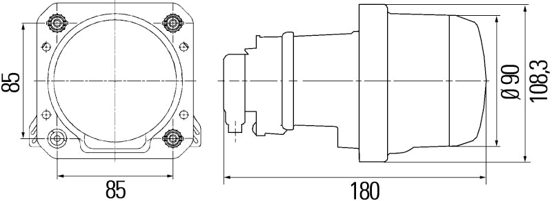 Hella Hlmp 90mm Bi-xenon D2s 12v Ece Lhd 009997011 Technical Drawing