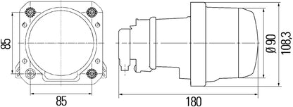 Hella Hlmp 90mm Bi-xenon D2s 12v Ece Lhd 009997011 Technical Drawing