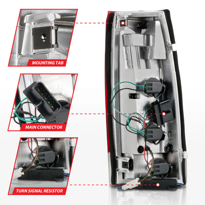 ANZO 1999-2000 Cadillac Escalade LED Taillights Chrome Housing Red/Clear Lens Pair 311346 311346 Photo - Unmounted