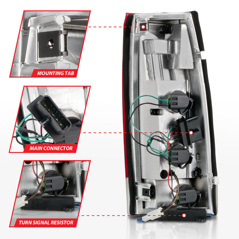 ANZO 1999-2000 Cadillac Escalade LED Taillights Chrome Housing Red/Clear Lens Pair 311346 311346 Photo - Unmounted