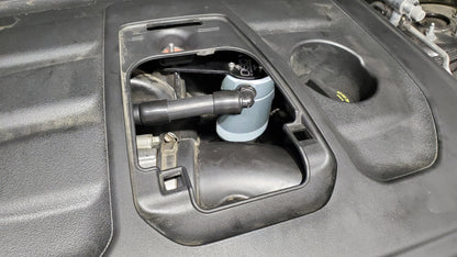 J&L 16-22 Dodge Durango / Jeep Grand Cherokee 3.6L Oil Separator 3.0 Passenger Side - Clear Anodized 3074P-C 3074P-C Photo - Mounted