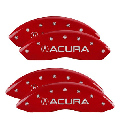 MGP 4 Caliper Covers Engraved Front & Rear Acura Red finish silver ch 39015SACURD 39015SACURD Photo - Primary