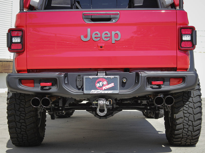 aFe Vulcan Series 3in-2-1/2in 304 SS Cat-Back 2020 Jeep Gladiator (JT) V6-3.6L w/ Black Tips 49-38084-B 49-38084-B Photo - Mounted