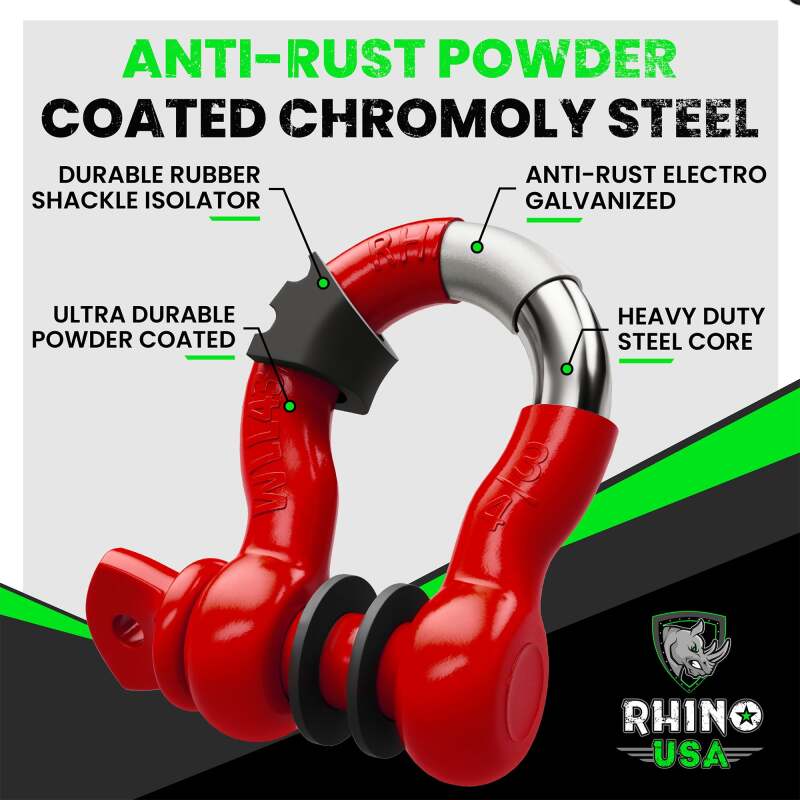 Rhino USA 3/4In D-Ring Shackle Set (2-Pack)(Red) RNO-RED-SHACKLES RNO-RED-SHACKLES User 2