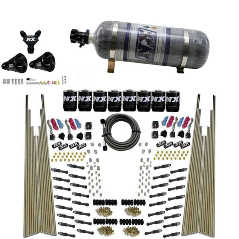 Nitrous Express 8 Cyl Dry Direct Port Four Stage 8 Solenoids Nitrous Kit (200-600HP) w/Comp Bottle 93306-12 93306-12 Photo - Primary