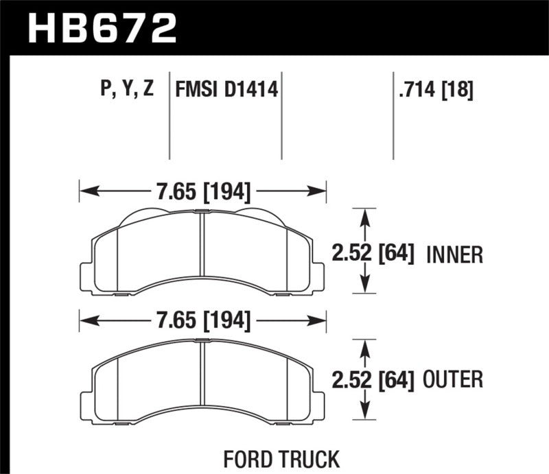 Hawk 10-14 Ford F-150 Front Super Duty Brake Pads HB672P.714 Photo - Primary