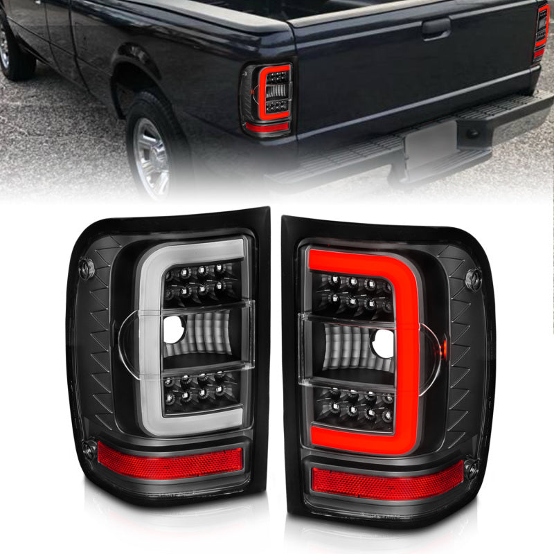 ANZO 2001-2011 Ford  Ranger LED Tail Lights w/ Light Bar Black Housing Clear Lens 311390 311390 Photo - Primary
