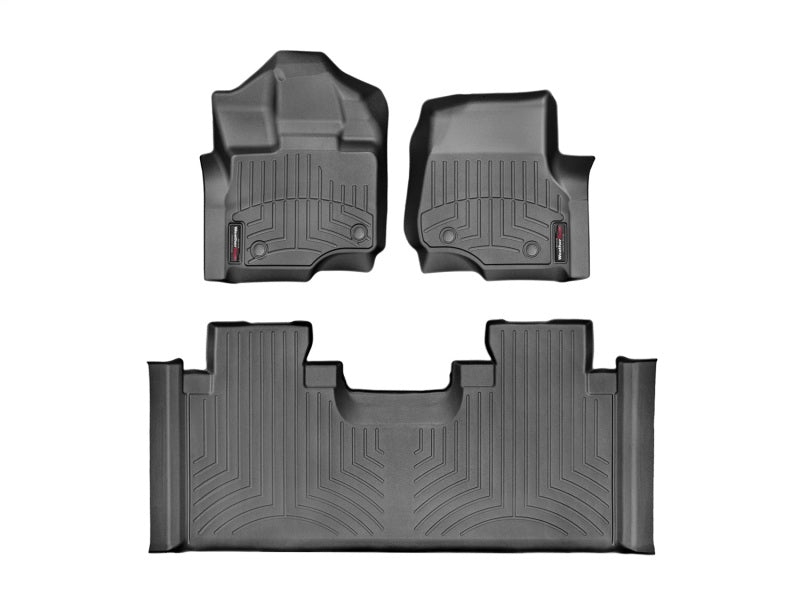 WeatherTech 2015+ Ford F-150 SuperCrew/SuperCab Front And Rear FloorLiner - Black 44697-1-3 Photo - Primary