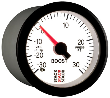 Autometer Stack 52mm -30INHG to +30 PSI (Incl T-Fitting) Mechanical Boost Pressure Gauge - White ST3162 ST3162 User 6