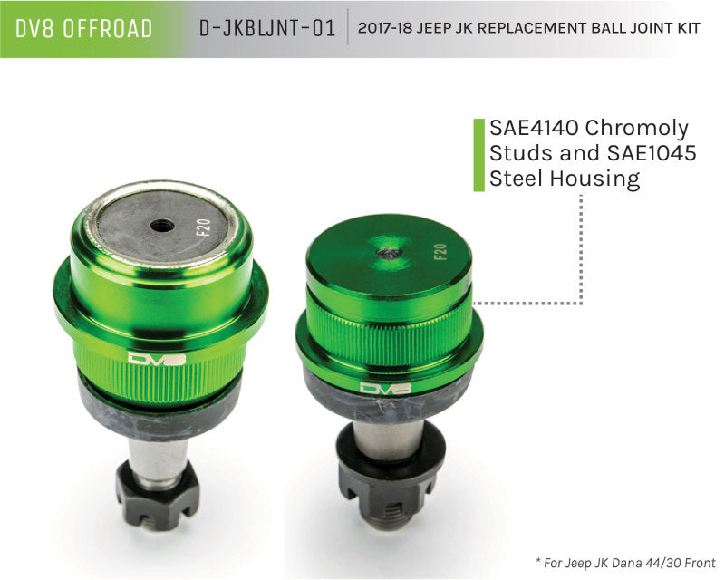 DV8 Offroad 07-18 Jeep Wrangler JK Replacement Ball Joint Kit - Dana 30/44 D-JKBLJNT-01 D-JKBLJNT-01 Product Brochure - a specific brochure describing a Product