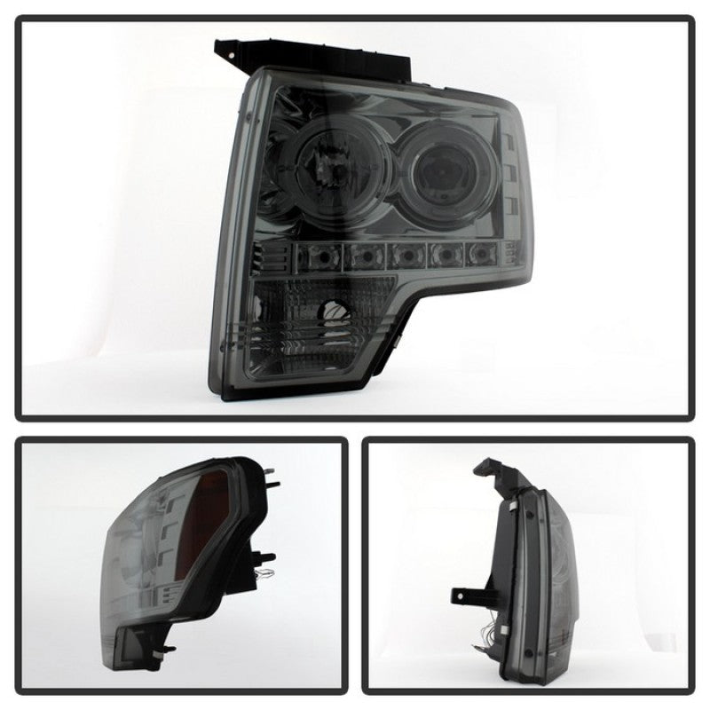 Spyder Ford F150 09-14 Projector Headlights Halogen Model- LED Halo LED Smke PRO-YD-FF15009-HL-SM 5010254 5010254 User 1