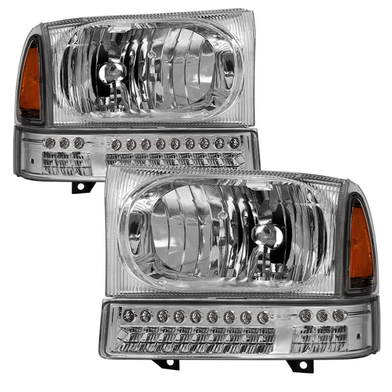 SPYDER xTune Ford F250 F350 Superduty Excursion 99-04 OEM Style Headlights - Chrome HD-JH-FF25099-SET-LED-C 9035227 9035227 Photo - Primary