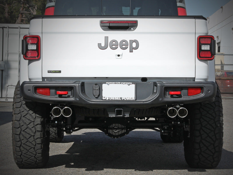 aFe Vulcan Series 3in 304SS Cat-Back 21 Jeep Gladiator V6-3.0L (td) - Dual Polished Tip 49-38095-P 49-38095-P Photo - Mounted