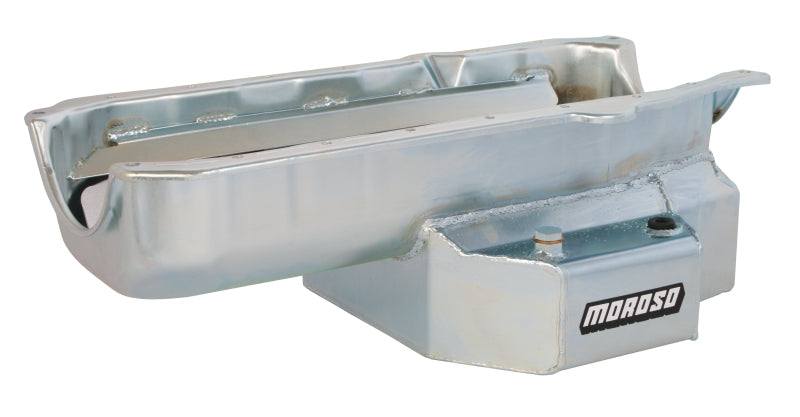 Moroso 86-Up Chevrolet Small Block (w/1 Piece Rear Main Seal) Wet Sump 7qt 7-1/8in Steel Oil Pan 21319 21319 Photo - Primary