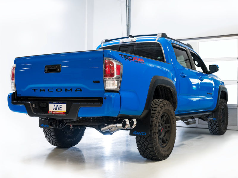 AWE Tuning AWE 16-22 Toyota Tacoma 0FG Catback Exhaust w/ BashGuard - Dual Chrome Silver Tips 3015-32826 3015-32826 Photo - Mounted