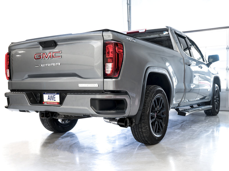 AWE Tuning 4th Gen GM 1500 5.3L 0FG Catback Dual Side Exit (Flat Bumper) - Diamond Tips 3015-23208 3015-23208 Photo - Mounted