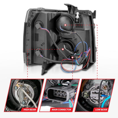 Anzo Chevy Silverado 1500 07-13 / 2500HD/3500HD Headlights W/ U-Bar Switch 111384 Photo - Unmounted