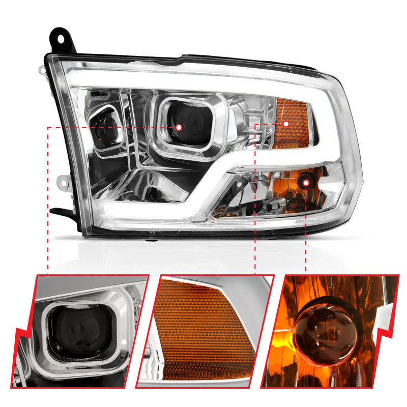 Anzo Dodge Ram 09-18 Projector Plank Style Headlight w/ Halo Chrome Clear A 111405 Photo - Close Up