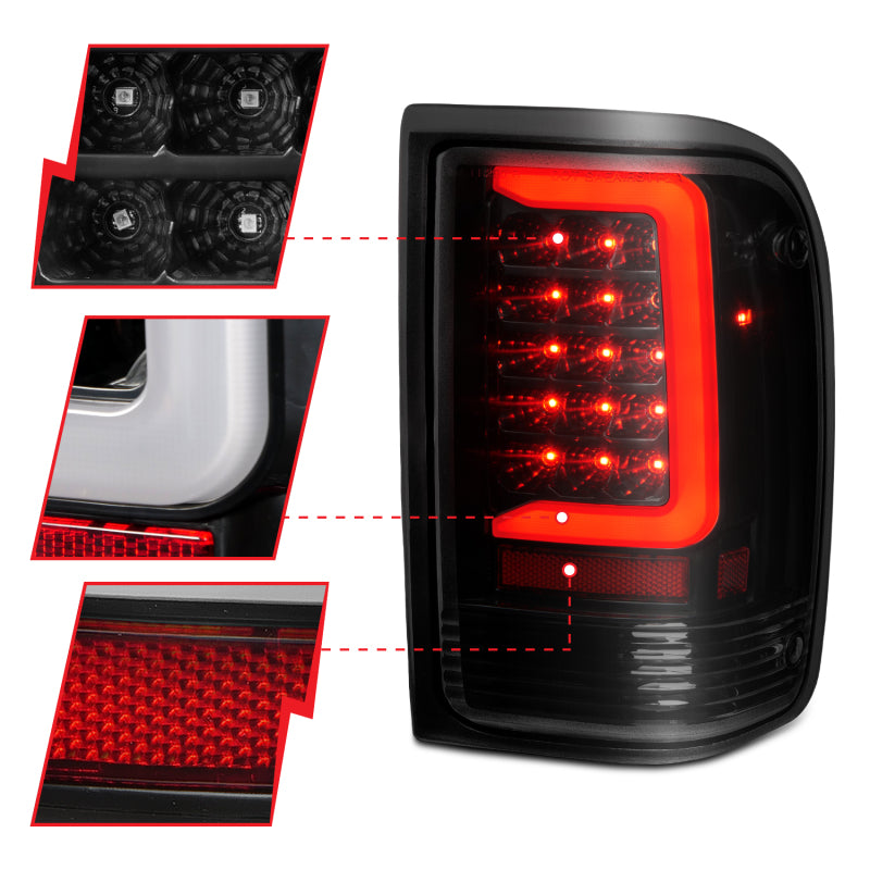 ANZO 1993-1997 Ford  Ranger LED Tail Lights w/ Light Bar Black Housing Clear Lens 311360 311360 User 2