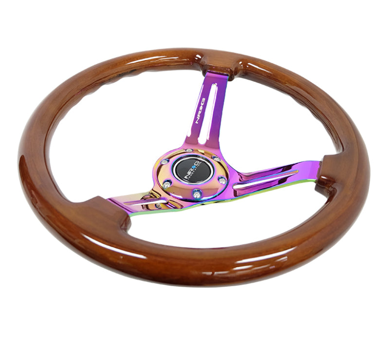 NRG Reinforced Classic Wood Grain Wheel, 350mm, 3 spoke Slotted Center Neo RST-018BR-MC Photo - Primary