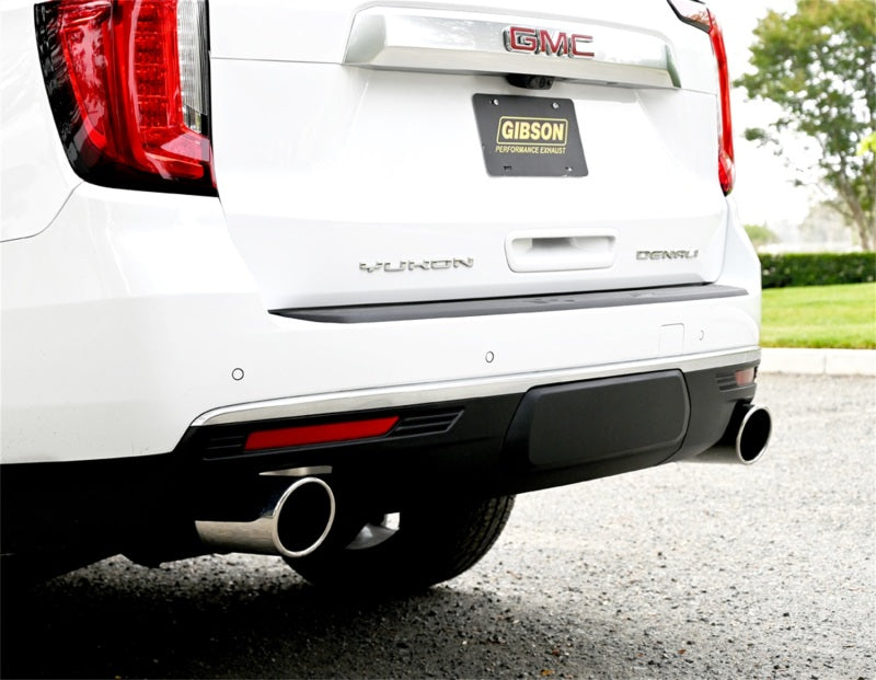 Gibson 21-22 Chevy Tahoe High Country 6.2L 4WD 2.5in Cat-Back Dual Split T409 SS Exhaust - Polished 65715 65715 Photo - Mounted