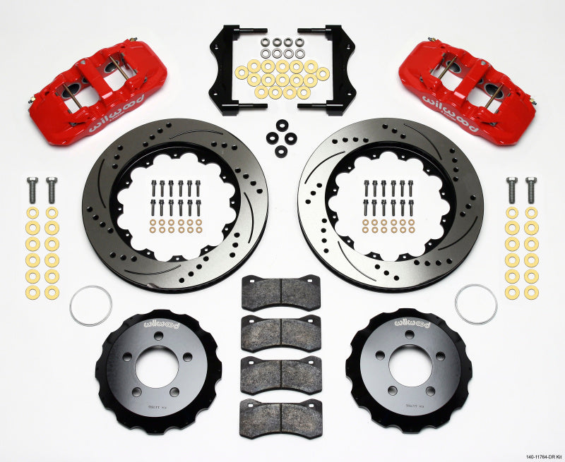 Wilwood AERO6 Front Hat Kit 14.25 Drilled Red 2006-10 Magnum/Challngr/Chrgr/300C 140-11764-DR 140-11764-DR Photo - Primary