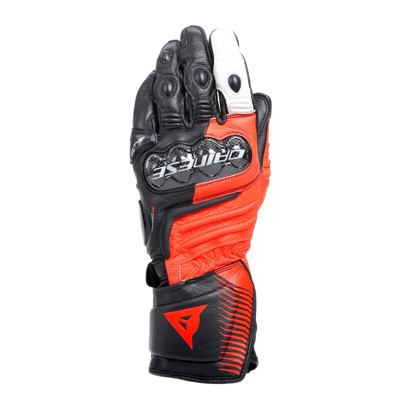 Dainese Carbon 4 Long Leather Gloves Black/Fluorescent-Red/White - Large 201815957-W12-L 201815957-W12-L Photo - Primary