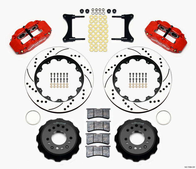 Wilwood Narrow Superlite 6R Front Hat Kit 14.00in Drill Red 93-96 Mazda RX7 140-11964-DR 140-11964-DR Photo - Primary