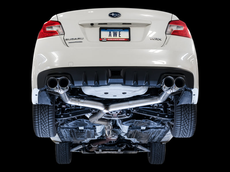 AWE Tuning Subaru WRX/STI VA/GV Sedan Track Edition Exhaust - Chrome Silver Tips (102mm) 3020-42058 3020-42058 Photo - Mounted
