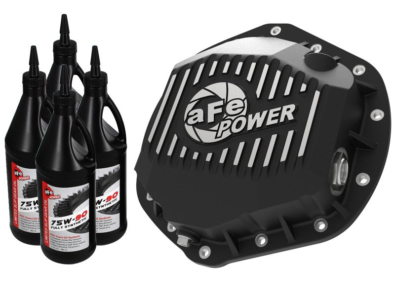 aFe Pro Series Rear Diff Cover Black w/ Machined Fins & Gear Oil 01-18 GM Diesel Trucks V8-6.6L (td) 46-71061B 46-71061B Photo - Primary