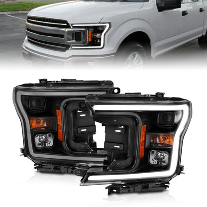 ANZO 2018-2019 Ford F-150 Projector Plank Style H.L. Black Amber (Without Switchback) 111467 111467 Photo - lifestyle view