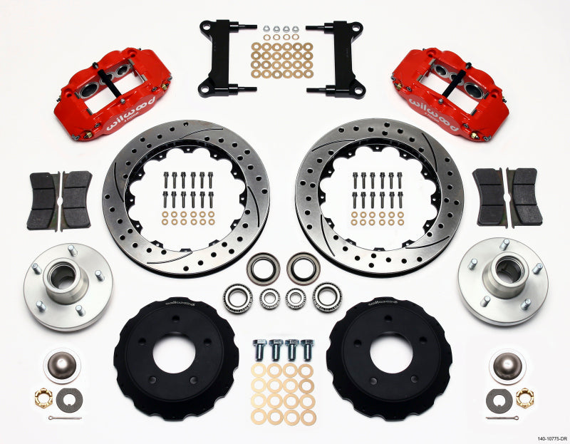 Wilwood FNSL6R Front Hub Kit, 13.06", Drill, Red, Chevy C-10 60-87 CPP Drop 140-10775-DR Photo - Primary