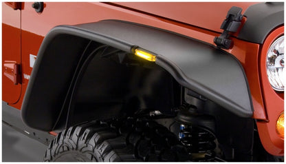 Bushwacker 07-18 Jeep Wrangler Unlimited Flat Style Flares 4pc 4-Door Sport Utility Only - Black 10918-07 10918-07 Photo - Mounted