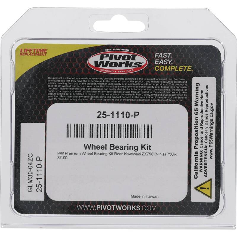 Pivot Works Kawasaki Wheel Bearing Kit Premium Bearings 25-1110-P 25-1110-P Photo - Primary